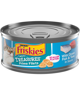 Purina Friskies Pate Wet Cat Food, Tasty Treasures With Ocean Fish & Tuna and Scallop Flavor - 5.5 oz. Can