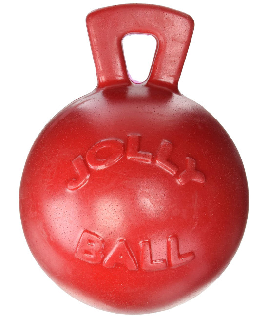 Jolly Pets Tug-n-Toss - Heavy Duty Chew Ball w/ Handle (Red, 8)