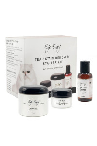 Eye Envy Cat Tear Stain Remover Starter Kit Tear Stain Essentials in one kit at a 2-Step System Lasts 30-45 Days Solution 2 fl.oz, Applicator Pads 30 Count and Powder 0.5oz