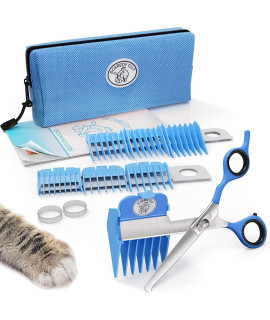 SCAREDY CUT Silent Pet Grooming Kit for Dog, Cat and All Pet Grooming - A Quiet Alternative to Electric Clippers for Sensitive Pets (Right-Handed Blue)