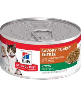 Hill's Science Diet Wet Cat Food, Kitten, Savory Turkey Entre, 5.5 oz. Cans, 24-Pack
