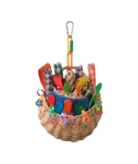Super Bird Creations SB669 Wicker Foraging Basket Bird Toy, Medium Bird Size, 10? x 4? x 5?