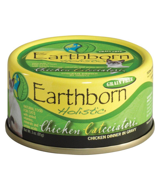 Earthborn Holistic Chicken Catcciatori Grain-Free Moist Cat Food 3 Ounce (Pack of 24)
