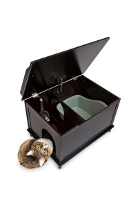 Designer Catbox Cat Litter Box Enclosure, Hidden, Dog-Proof Pet Furniture with Cover, Elegant, Covered, Odor Contained for Large Cats, Cat Litter Box Furniture with Lid, Cat Litter Boxes, Black