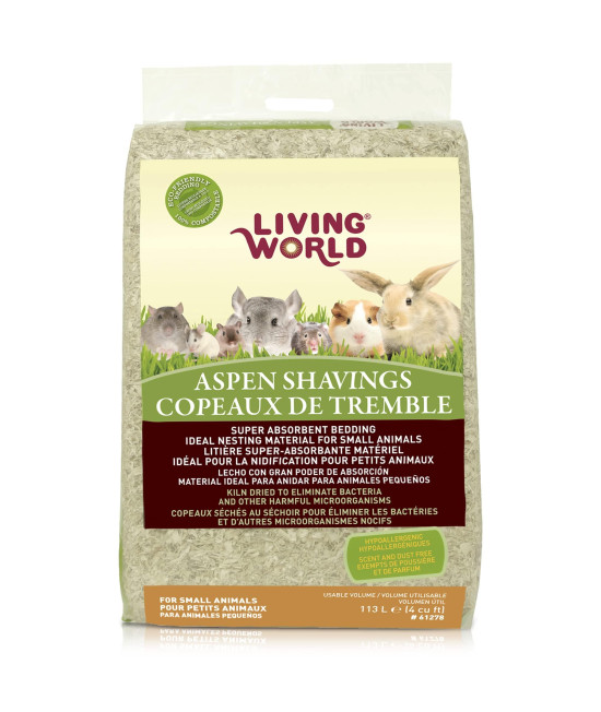 Living World Aspen Wood Shavings for Small Animals, Bedding & Nesting Material, 4 Cubic Feet
