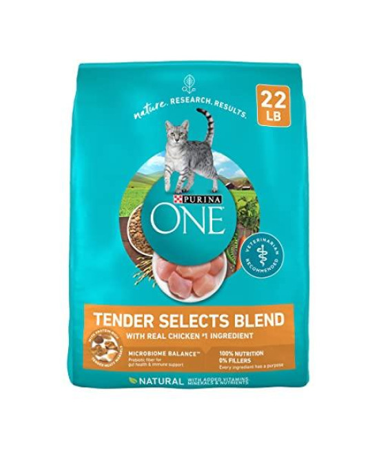 Purina ONE Natural Dry Cat Food, Tender Selects Blend With Real Chicken - 22 lb. Bag