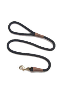 Mendota Pet Snap Leash - British-Style Braided Dog Lead, Made in The USA - Black, 1/2 in x 6 ft - for Large Breeds