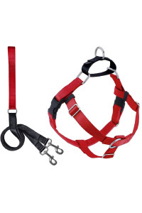 2 Hounds Design Freedom No Pull Dog Harness Adjustable Gentle Comfortable Control for Easy Dog Walking for Small Medium and Large Dogs Made in USA Leash Included 1 MD Red