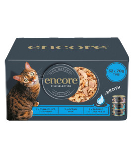 Encore cat Tin Fish Multipack 8 x 70 g (Pack of 4, Total 32 cans)