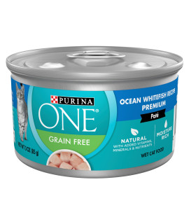 Purina ONE Natural, High Protein, Grain Free Wet Cat Food Pate, Ocean Whitefish Recipe - 3 oz. Pull-Top Can