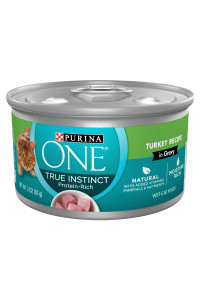 Purina ONE Natural, High Protein Cat Food, True Instinct Turkey Recipe in Gravy - 3 oz. Pull-Top Can