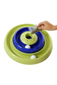 Coastal Pet Turbo Catnip Hurricane Cat Toy - Interactive Double Cat Toy Ball Track - for Cats and Kittens - Green and Blue - 16