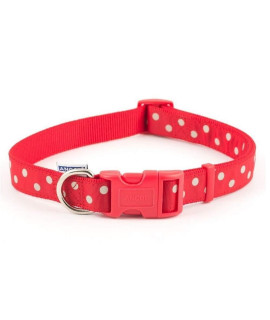 Ancol Nylon Adjustable collar Vintage Red Pollka Red and White20-30 cm