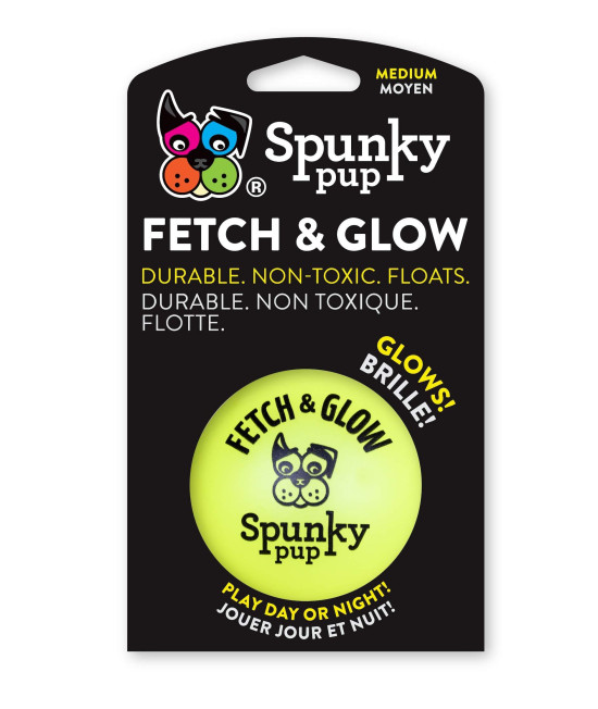 Spunky pup Fetch & Glow Ball Medium, (Assorted)