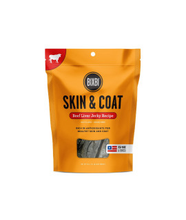 BIXBI Skin & Coat Support Beef Liver Jerky Dog Treats, 5 Oz - USA Made Grain Free Dog Treats - Antioxidant Rich To Support Shiny, Full Bodied Coats - High In Protein, Whole Food Nutrition, No Fillers