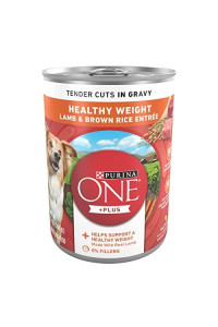 PURINA ONE Plus Tender Cuts in Gravy Healthy Weight Lamb and Brown Rice Entree in Wet Dog Food Gravy - 13 oz. Can