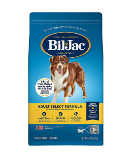 Bil-Jac Dog Food Dry Adult Select Formula 6 lb Bag - Real Chicken 1st Ingredient, Easy to Chew Bites, Small or Large Breed - Super Premium Since 1947