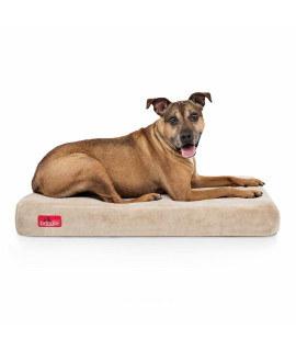 BRINDLE Waterproof Memory Foam Pet Bed - Removable and Washable Cover - 4 Inch Orthopedic Dog and Cat Bed - Fits Most Crates, Khaki