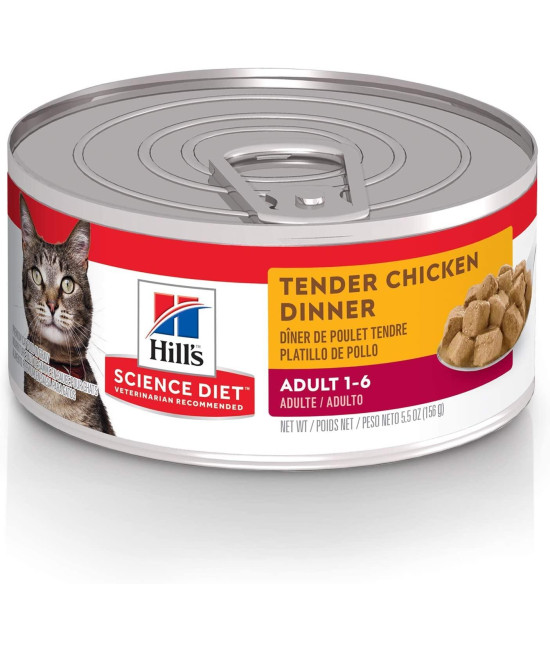 Hill's Science Diet Canned Wet Cat Food, Adult, Tender Chunks & Gravy Recipes, 5.5 oz. Cans, 24-Pack