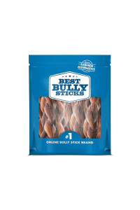 Best Bully Sticks All Natural 4-5 Inch Braided Bully Sticks for Small and Medium Dogs Highly Digestible Limited Ingredient Rawhide Alternative Dog Chew Free-Range Grass-Fed Beef Dog Treats 1 Pound Bag