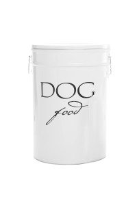 Harry Barker White Classic Food Storage Canister For Dogs, Large 40 Pounds of Food