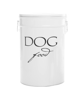 Harry Barker White Classic Food Storage Canister For Dogs, Large 40 Pounds of Food