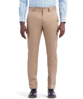 IZOD Mens American chino Flat Front Slim Fit Pant, English Khaki, 30W x 32L