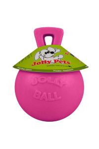 Jolly Pets Tug-n-Toss Heavy Duty Dog Toy Ball with Handle, 4.5 Inches/Small, Pink
