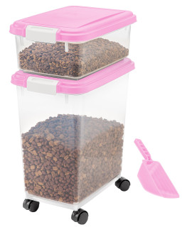 IRIS 3-Piece Airtight Pet Food Container Combo, Pink