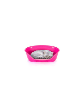 Ferplast Dog and Cat Bed, Plastic Dog Bed Small, Perforated Bottom, Anti-Slip, Comfortable Chin-Rest, Fuchsia, 49 x 36 x h17,5 cm.