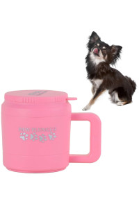 Paw Plunger for Small Dogs - Portable Dog Paw Cleaner for Muddy Paws - This Dog Paw Washer Saves Floors, Furniture, Carpet and Vehicles from Paw Prints - Soft Bristles, Convenient Cup Handle, Pink