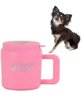 Paw Plunger for Small Dogs - Portable Dog Paw Cleaner for Muddy Paws - This Dog Paw Washer Saves Floors, Furniture, Carpet and Vehicles from Paw Prints - Soft Bristles, Convenient Cup Handle, Pink