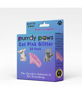 Purrdy Paws Soft Nail Caps for Cat Claws Pink Glitter Small