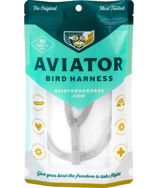 The AVIATOR Pet Bird Harness and Leash: X-Large Silver