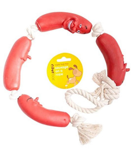 Petface Sausage On A Rope Dog Toy, Red