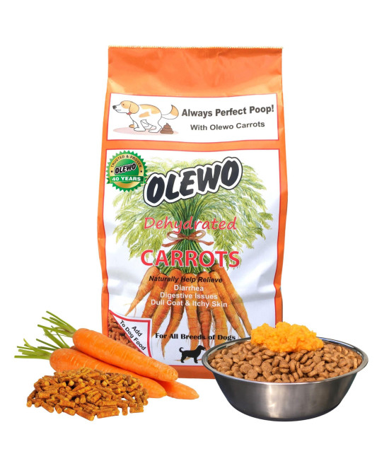 Olewo Original Carrots for Dogs - Fiber for Dogs Keep Poop Firm, Digestive Dog Food Topper, Skin & Coat Support, Dehydrated Whole Food Dog Multivitamin, Gut Health for Dogs, 2.2 lbs