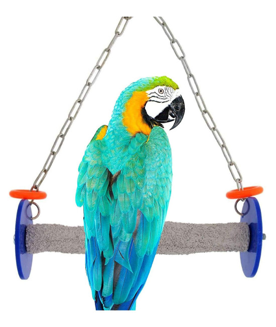 Sweet Feet and Beak Roll Bird Swing - Pumice Perch Bird Toys Trims Nails and Beaks, Safe and Non-Toxic Bird Cage Accessories for Small and Large Birds, Swinging Toys Birds Will Love, Large 10.5 Inches
