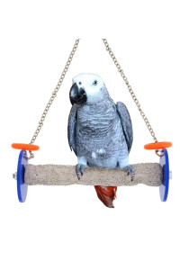 Sweet Feet and Beak Roll Bird Swing - Pumice Perch Bird Toys Trims Nails and Beaks, Safe and Non-Toxic Bird Cage Accessories for Small and Large Birds, Swinging Toys Birds Will Love, Medium 9 Inches