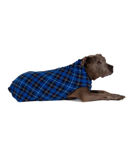 Gold Paw Stretch Fleece Dog Coat - Soft, Warm Dog Clothes, Stretchy Pet Sweater - Machine Washable, Eco Friendly - All Season - Sizes 2-33, Blue Plaid, Size 8