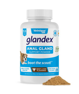 Glandex Dog Fiber Supplement Powder for Anal Glands with Pumpkin, Digestive Enzymes & Probiotics - Vet Recommended Healthy Bowels and Digestion - Boot The Scoot (Beef Liver, 5.5oz Powder)