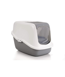 Lixit Animal Care Savic Toilet Home Nestor Cat Litter Box, Cold Grey/White