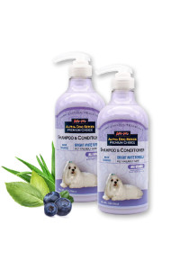 Alpha Dog Series - Grooming Natural Dog Shampoo and Conditioner with Aloe Vera, pH balanced Shampoo for Dogs, Tear-Free, Moisturizing Dog Shampoo for Sensitive Skin - 26.4 Oz (Pack of 2, Bright White Shampoo + Conditioner)
