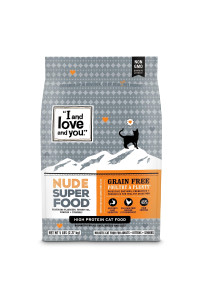 I and love and you Nude Dry Cat Food - Grain Free Limited Ingredient Kibble, 5-Pound Bag (Variety of Flavors)