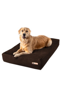 Big Barker Sleek Orthopedic Dog Bed - 7 Dog Bed for Large Dogs w/Washable Microsuede Cover - Sleek Elevated Dog Bed Made in The USA w/ 10-Year Warranty (Sleek, Large, Chocolate)