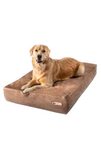 Big Barker Sleek Orthopedic Dog Bed - 7 Dog Bed for Large Dogs w/Washable Microsuede Cover - Sleek Elevated Dog Bed Made in The USA w/ 10-Year Warranty (Sleek, Large, Khaki)