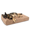 Big Barker Orthopedic Dog Bed w/Headrest - 7 Dog Bed for Large Dogs w/Washable Microsuede Cover - Elevated Dog Bed Made in The USA w/ 10-Year Warranty (Headrest, XL, Khaki)