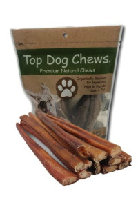Top Dog Chews - 12 Inch Bully Sticks, 100% Natural Beef, Free Range, Grass Fed, High Protein, Supports Dental Health & Easily Digestible, Thick Dog Treat for Medium & Large Dogs, 10 Pack