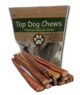 Top Dog Chews - 12 Inch Bully Sticks, 100% Natural Beef, Free Range, Grass Fed, High Protein, Supports Dental Health & Easily Digestible, Thick Dog Treat for Medium & Large Dogs, 10 Pack