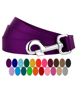 Country Brook Petz - 1 Inch Solid Color Nylon Dog Leash - Durable Clip - Soft Handle (1 Inch Wide, 6 Foot, Purple)