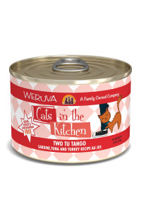 Weruva Cats in The Kitchen, Two Tu Tango with Sardine, Tuna & Turkey Au Jus Cat Food, 6oz Can (Pack of 24)